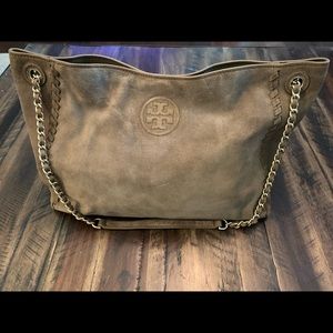 Tory Burch Marion Suede Tote, brown
